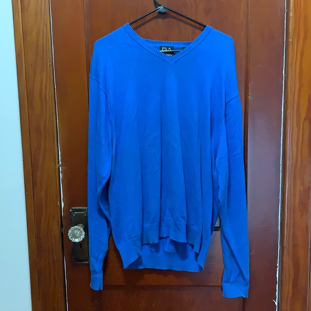 Jos A Bank Blue V-Neck Sweater